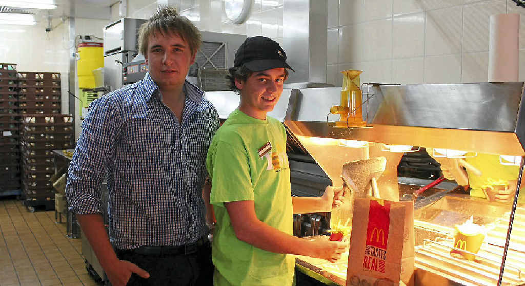 Warwick store manager Daine Reid and casual crew member Jamie Kimmins await the arrival of new co-workers as casual and full-time job positions open up at McDonald’s. Warwick store manager Daine Reid and casual crew member Jamie Kimmins await the arrival of new co-workers as casual and full-time job positions open up at McDonald’s.